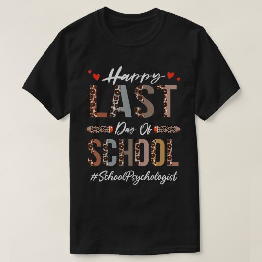 Schoolpsycholoog blij op laatste dag van schoolgel t-shirt (Design voorkant)