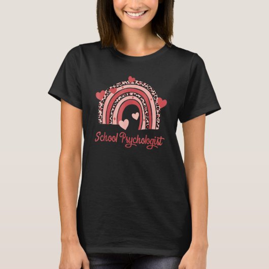 Schoolpsycholoog Boho Leopard Rainbow Psycholog T-shirt (Voorkant)