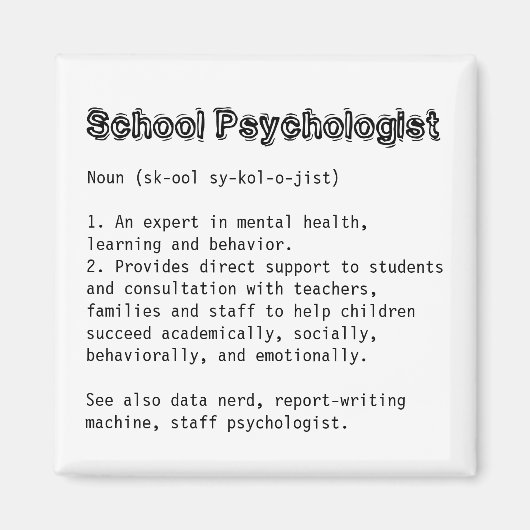 Schoolpsycholoog Definition Magnet (Voorkant)