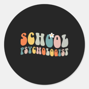 Schoolpsycholoog Groovy Retro Psycholog Ronde Sticker