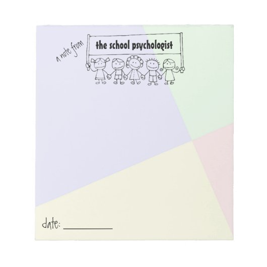schoolpsycholoog noteert poot met Kind banner Notitieblok (Voorkant)