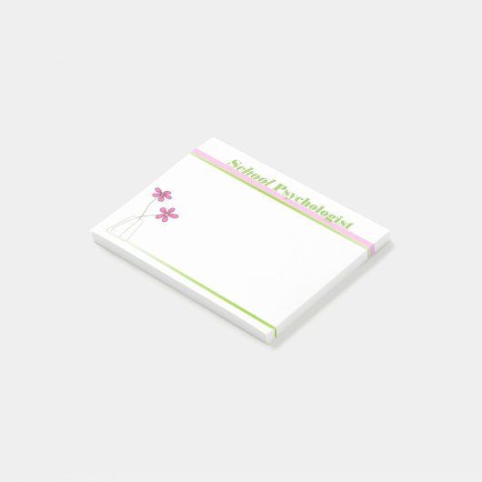 Schoolpsycholoog roze en groene draaiboeken post-it® notes (Schuin)