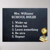schoolregels Chalkboard klaslokaal Poster (Voorkant)