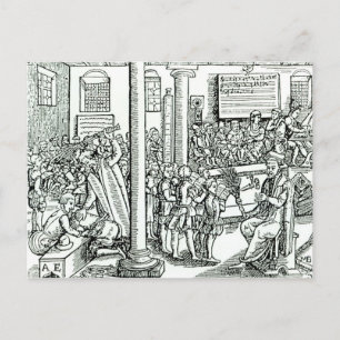 Schoolroom scène in Tudor Times Briefkaart