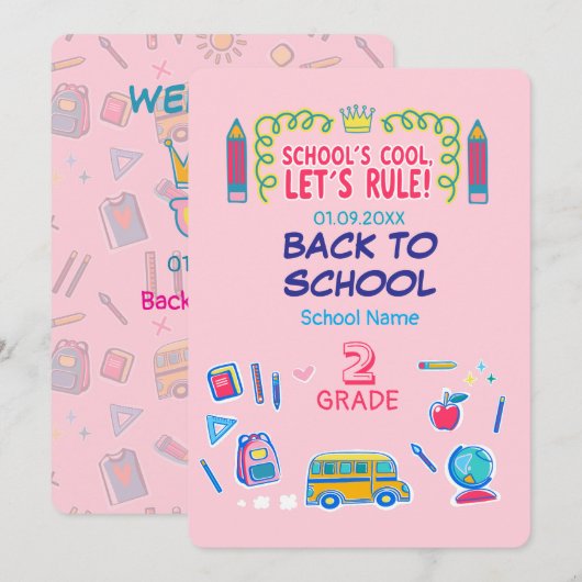 School's cool laten we heersen tweede klas terug s kaart (Voorkant / Achterkant)