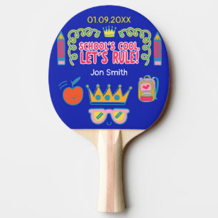 "School's cool let's rule" Gepersonaliseerd gesche Tafeltennisbatje