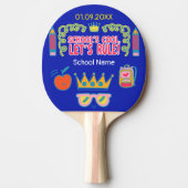 "School's cool let's rule" Gepersonaliseerd gesche Tafeltennisbatje (Voorkant)