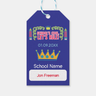 "School's cool let's rule" motivatie citeert Cadeaulabel