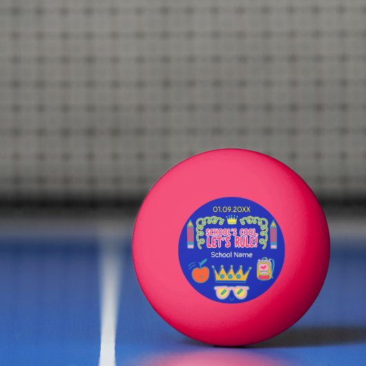 "School's cool let's rule" motivatie citeert Pingpongbal (Net)