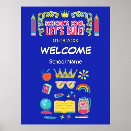 "School's cool let's rule" motivatie citeert Poster (Voorkant)