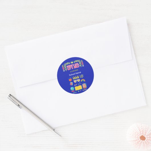 "School's cool let's rule" motivatie citeert Ronde Sticker (Envelop)
