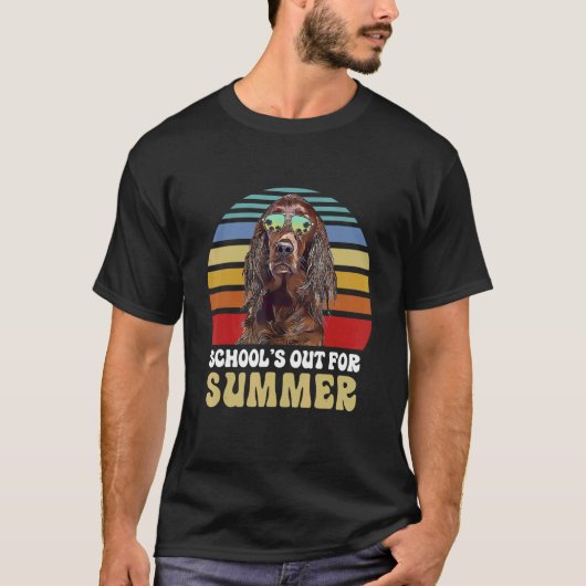 Schools Out For Summer Irish Setter Dog Teacher T-shirt (Voorkant)