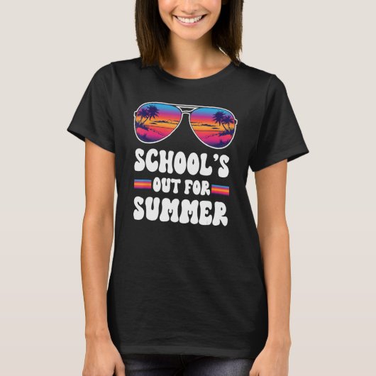 SCHOOLS OUT FOR SUMMER Retro Last Day School Teach T-shirt (Voorkant)