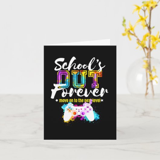 School's Out Forever Gamer Afstuderen Gift Move On Kaart (Gele Bloem)