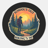 Schools Out Hikings In Hiker Teacher Student Summe Ronde Sticker (Voorkant)