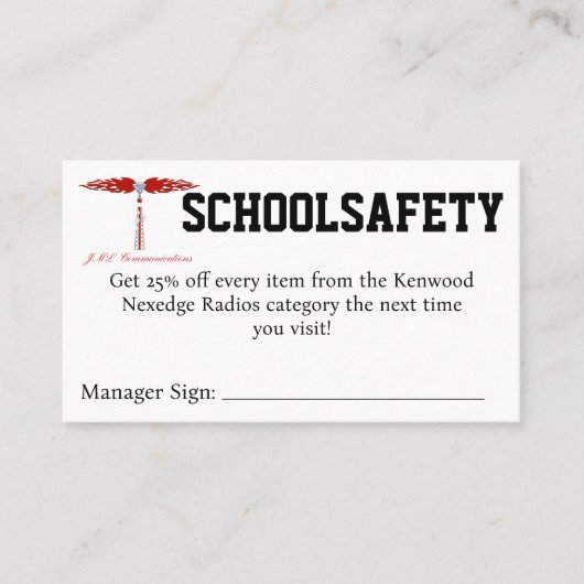 SCHOOLSAFETY Coupon Visitekaartje (Voorkant)