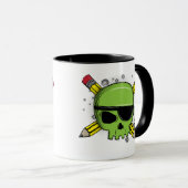 Schoolschedel gekruiste potloden essentieel voor s mok (Voorkant rechts)