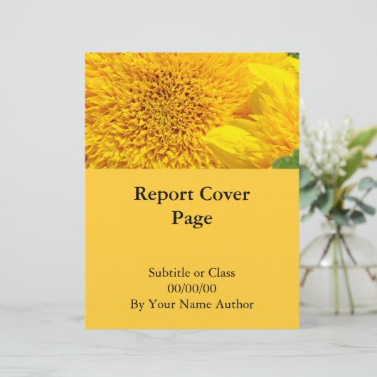 Schoolschool schoolrapport omslag zonnebloemen gepersonaliseerd briefhoofd (Staand voorkant)