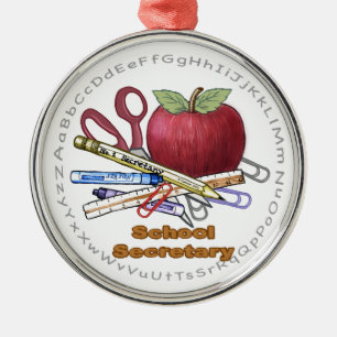 Schoolsecretaresse premium ronde ornament