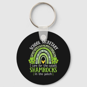 Schoolsecretaresse St Patricks Dag Cute Shamrocks Sleutelhanger