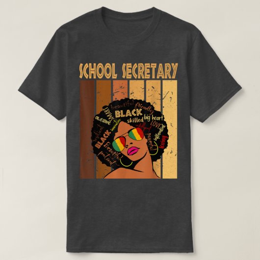 Schoolsecretaris Afro African American Black Histo T-shirt (Design voorkant)
