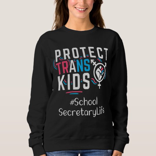Schoolsecretaris beschermt Trans Kinder Transgende Trui (Voorkant)