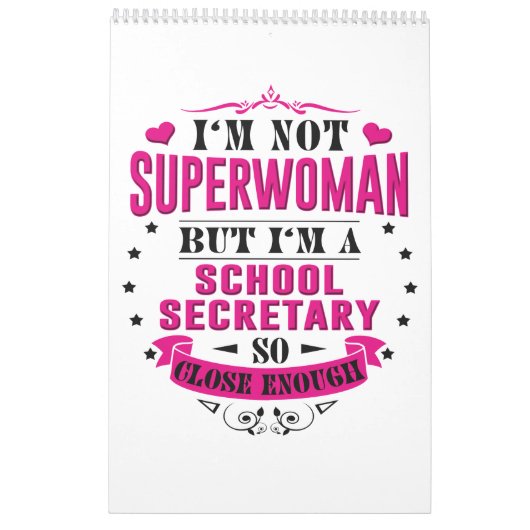 Schoolsecretaris Calendar Funny Gift for Women Man Kalender (Achterkant)