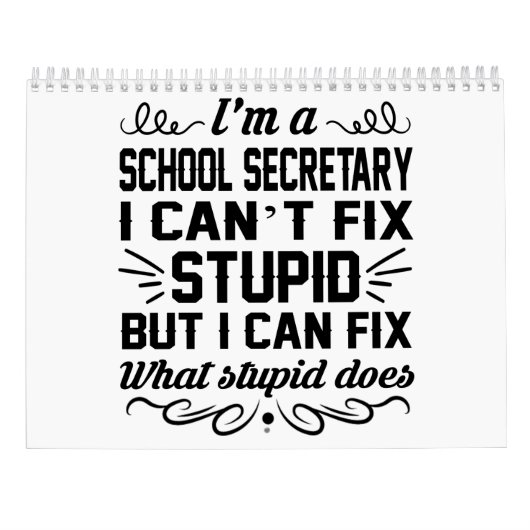 Schoolsecretaris Calendar Funny Gift for Women Man Kalender (Achterkant)