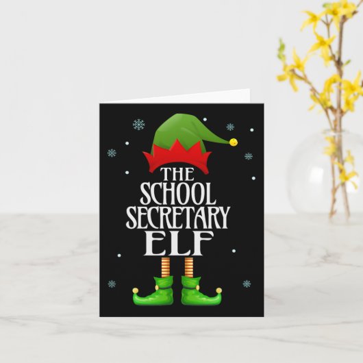 Schoolsecretaris Elf Xmas Funny Family Matching Ch Kaart (Gele Bloem)