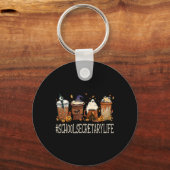 Schoolsecretaris Horror Herfst Coffee Halloween Po Sleutelhanger (Voorkant)