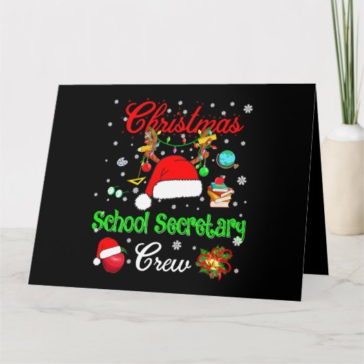 Schoolsecretaris, kerstkerstman, renrendierster kaart (Voorkant)