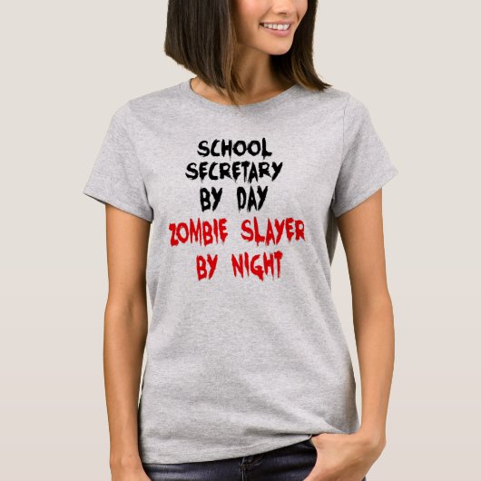 Schoolsecretaris Zombie Joke T-shirt (Voorkant)
