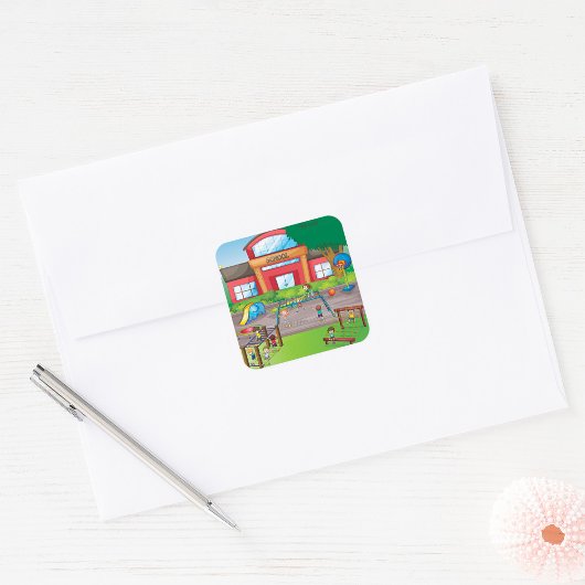 Schoolspeelplaats Vierkante Sticker