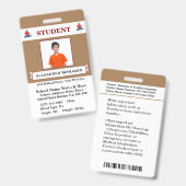 Schoolstudent-identiteitskaart voor foto-ID Badge (Voor- en achterkant)
