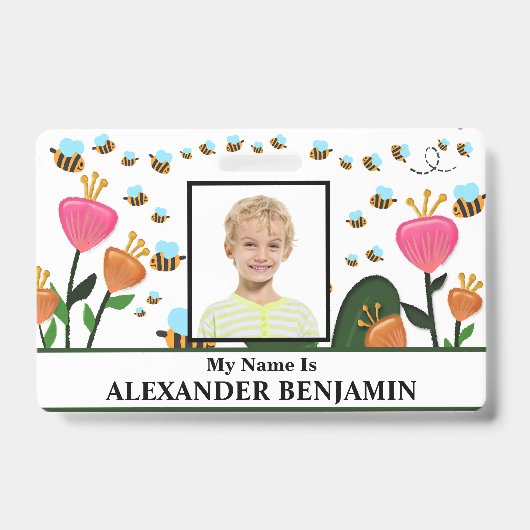 Schoolstudent Kind Foto Naam ID Kaart Aangepast Badge (Voorzijde)