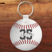 Schoolteam en spelersnaam simpele honkbal sleutelhanger (Achterkant)