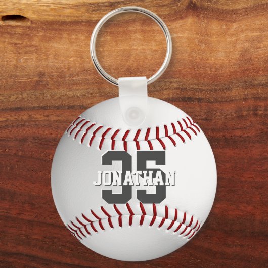 Schoolteam en spelersnaam simpele honkbal sleutelhanger (Achterkant)