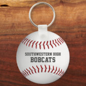 Schoolteam en spelersnaam simpele honkbal sleutelhanger (Voorkant)