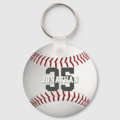 Schoolteam en spelersnaam simpele honkbal sleutelhanger (Achterkant)