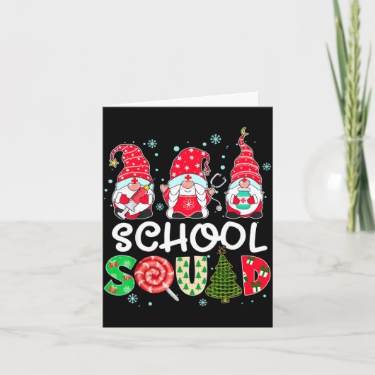 Schoolteam kabouter verpleegster stethoscoop kerst kaart (Voorkant)
