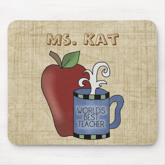 Schoolthema Beste leraar Apple Fun Mousepad Muismat (Voorkant)