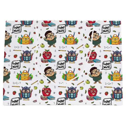 Schoolthema geschenktas groot cadeauzakje (Voorkant)