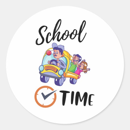 Schooltijd Ronde Sticker (Voorkant)