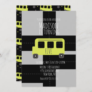 Schooltransportwiel- bus Birthday Party Aankondiging