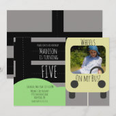 Schooltransportwiel Fotouitnodiging Aankondiging (Voorkant / Achterkant)