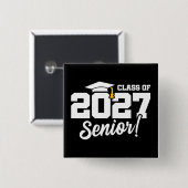 Schooltrots Afstudeerjaar Eindexamenklas 2027 Vierkante Button 5,1 Cm (Voorkant /achterkant)
