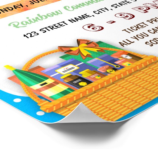 Schoolveiling geschenk mand flyer poster sjabloon (Hoek)