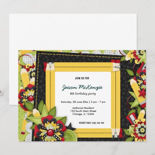 Schoolverjaardagsthema Kaart (Voorkant / Achterkant)