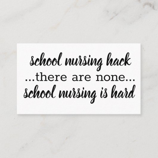 Schoolverpleeghack, klein en eenvoudig inspirerend visitekaartje (Voorkant)