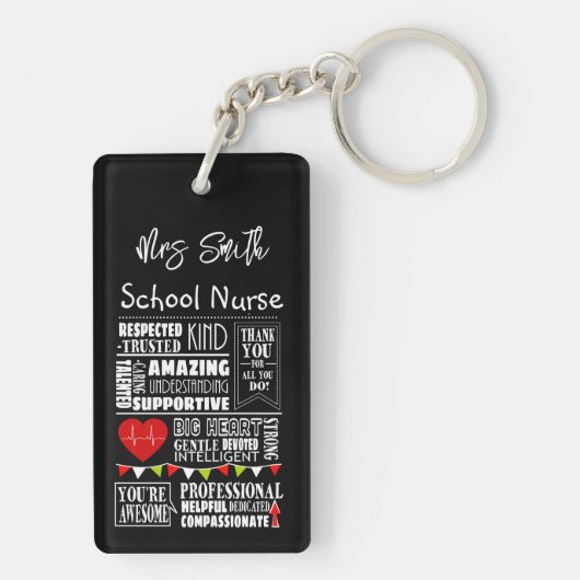 Schoolverpleegkundige dank u sleutelring kerstcade sleutelhanger (achterkant)